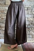 Frame Cotton Shirring Waist Wide Leg Pant Chocolate